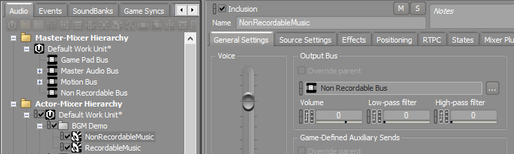 音をNonRecordable_Busにルーティング