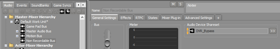 Bus Audio Device set to DVR_Bypass