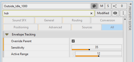 Envelope Tracking in the Property Editor